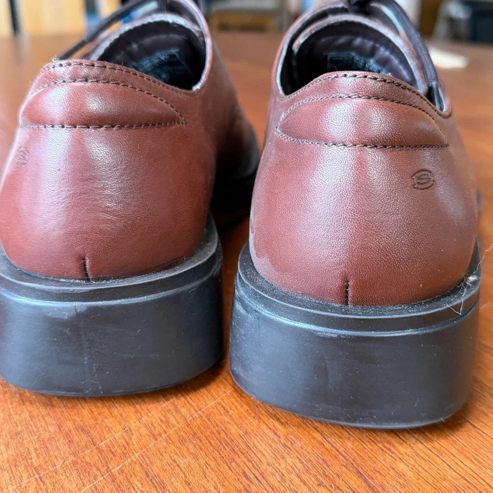 Skechers Brown Leather Chunky Square Toe Oxford Shoes Mens 7.5 Y2K Academia Prep